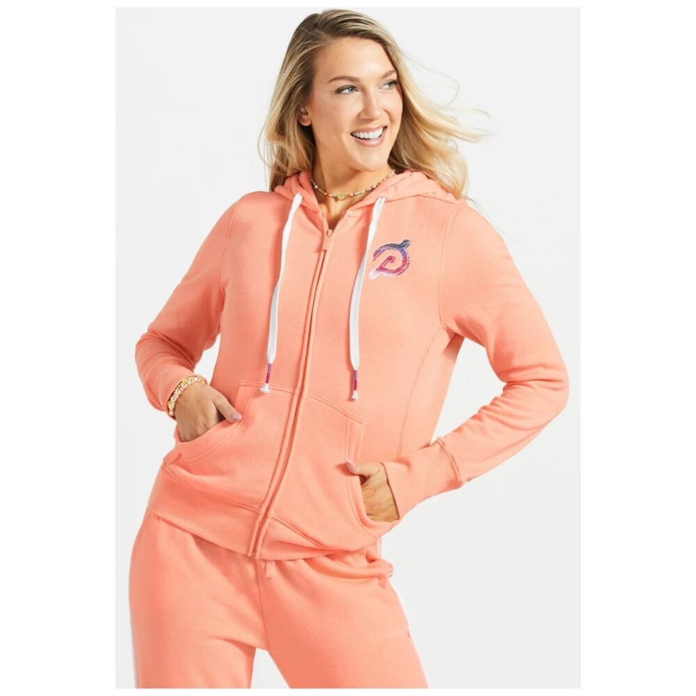 Peloton Ultimate Lightweight Zip Hoodie in Pink Fleece Interior Women's Size L